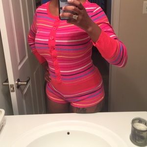 Pink striped Victoria's Secret Pout Romper