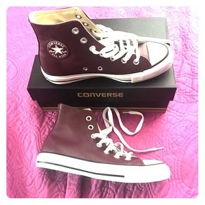 Leather Burgundy High Top Converse