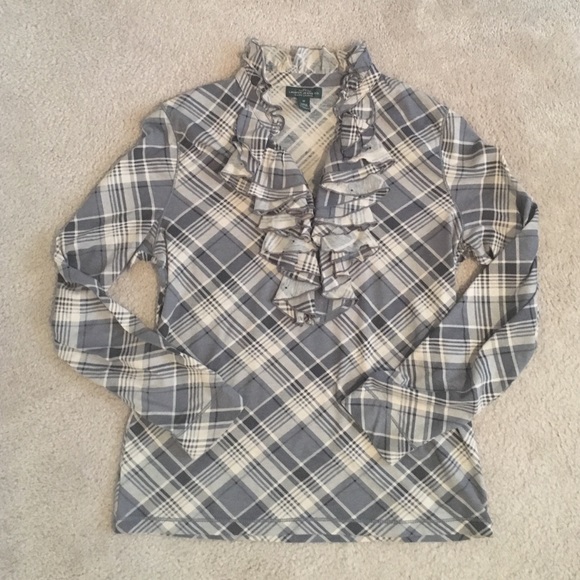 LRL ruffle-neck shirt
