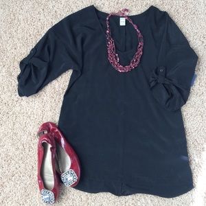 Black V-neck Blouse