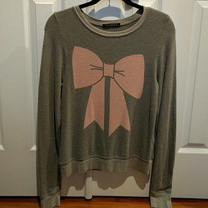 Wildfox Gray Sweatshirt with Pink Bow XS