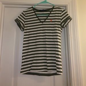 Ralph Lauren Polo Olive Green and White shirt.