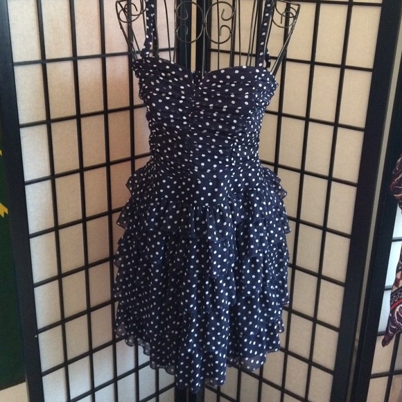 Navy blue polka dotted sundress