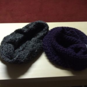 Purple and grey infinity scarves
