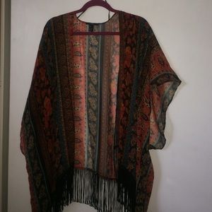 Sheer fringe kimono