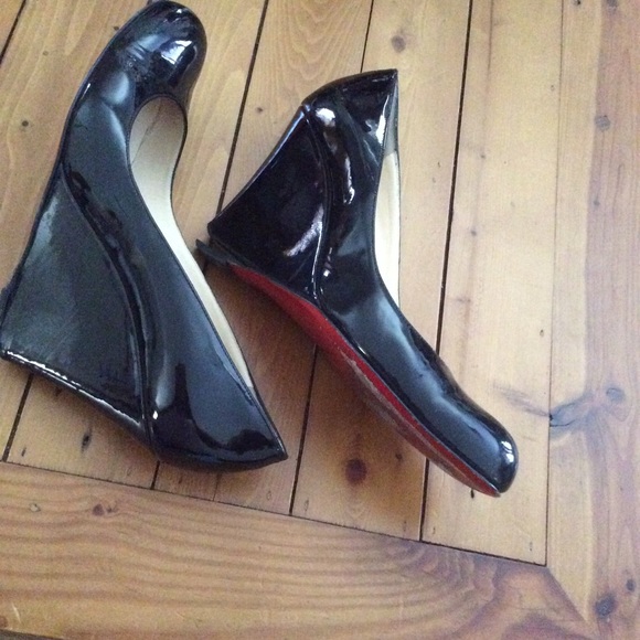 Christian Louboutin Shoes - Louboutin black patent wedge 1 hr sale🎈