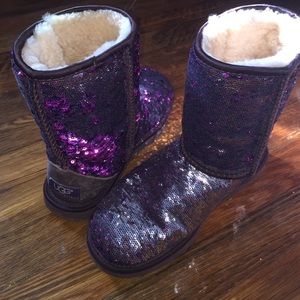 purple/silver uggs