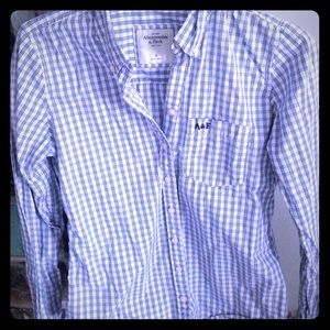 SOLD!!! A&F blue and white button down