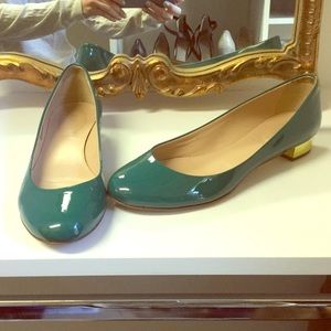 J. Crew "Janey" Ballet Flats w/ Gold Heel Detail