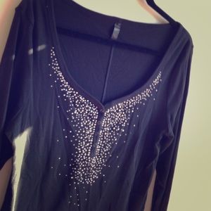 Deep Scoop Neck w/Jeweled Bust