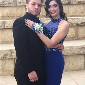 Two piece prom dress royal blue