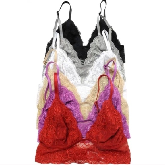 Bundle of Triangle Scallop Crop Lace Band Bralette