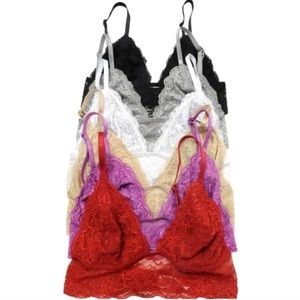 Bundle of Triangle Scallop Crop Lace Band Bralette