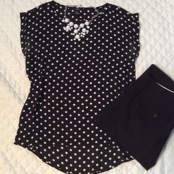 Black and white polka dot tunic top