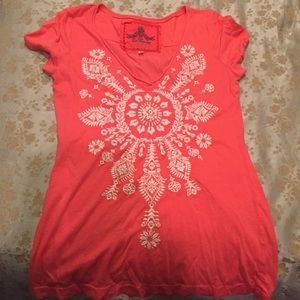 Light coral Johnny Was embroidered top