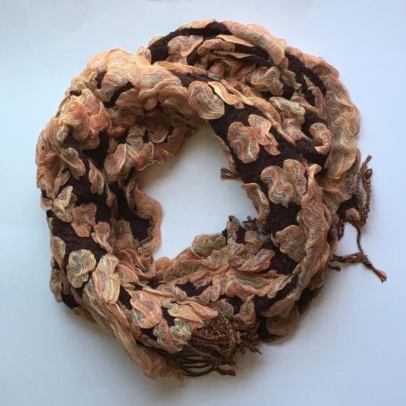 Accessories - ▫️2/$25▫️100% PASHMINA BROWN/ORANGE BUBBLE SCARF