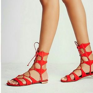 Schutz "ERLINA" orange lace up sandals