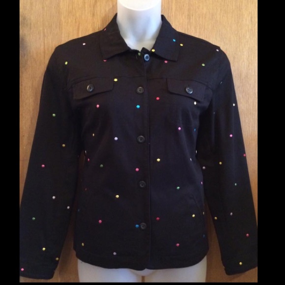 JM Collection black polka dot jacket XL