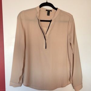 Forever 21 v neck blouse. Beige with black trim.
