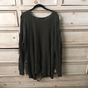 LF long Knitted Torn Sweater