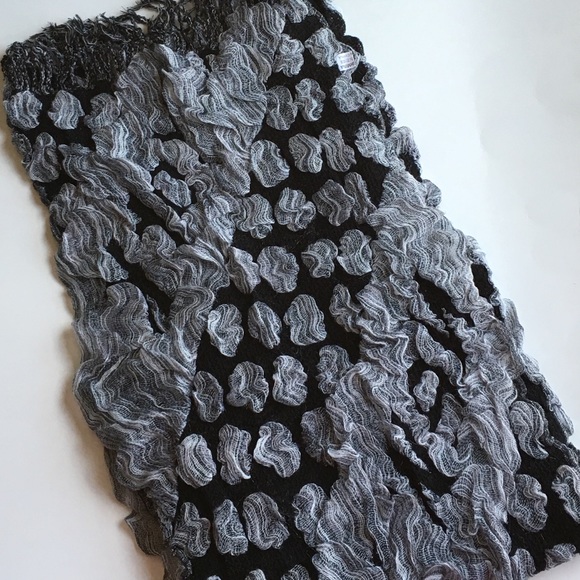 🎈{last1}N| BLACK/GREY 100% PASHMINA BUBBLE SCARF - Picture 2 of 4