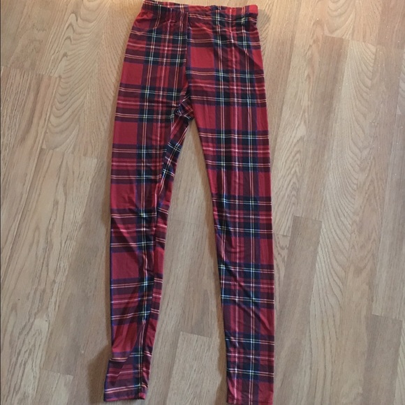 Plaid silky leggings