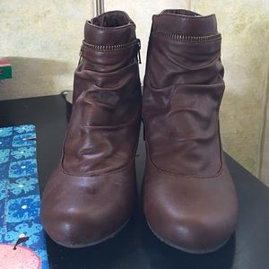brown heeled booties (offers welcome)