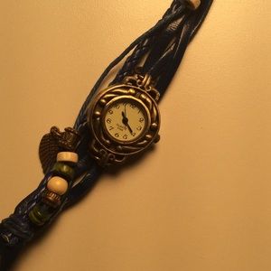 💙💙 NAVY BLUE BRACELET FAUX LEATHER QUARTZ