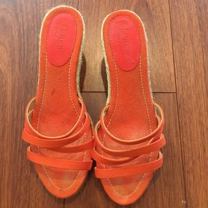 J. Crew orange espadrille wedge