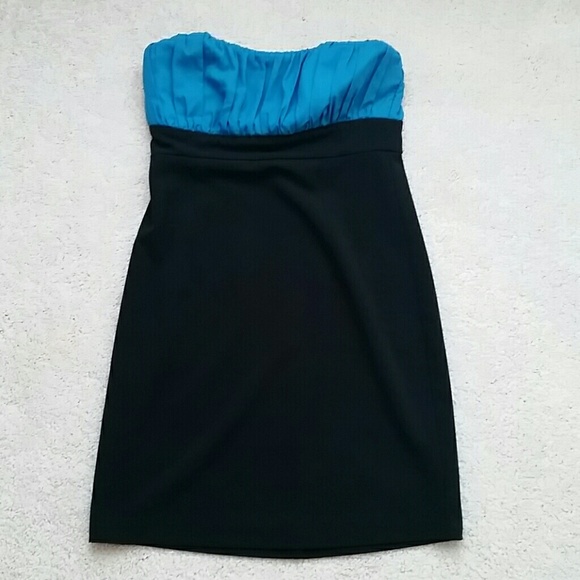 Turquoise/black Strapless dress