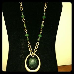 Lia Sophia Green and Gold Statement Necklace