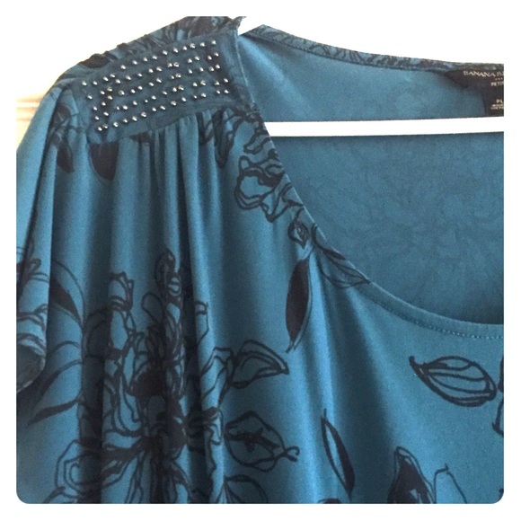 Banana Republic teal and black rose dress