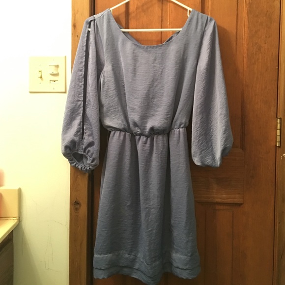 Blue quarter sleeve(slit sleeve) dress