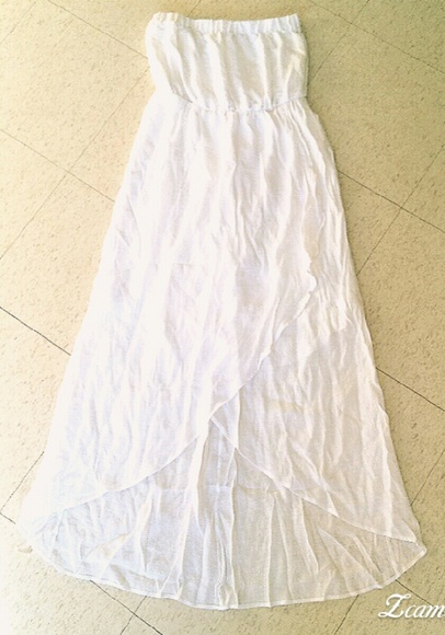 Flowing white layered maxi dress