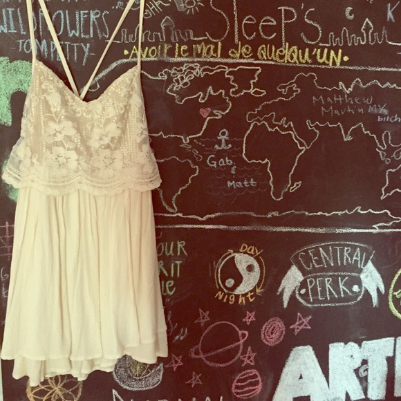 Hollister white lace and gold dress