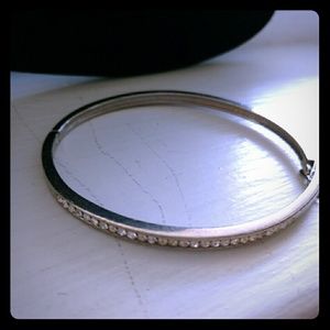 Silver Diamond-like bangle bracelet