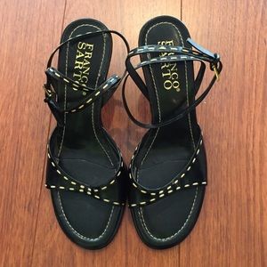 Franco sarto leather black wedges