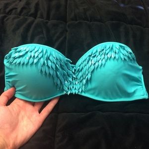 Aqua beaded bikini top