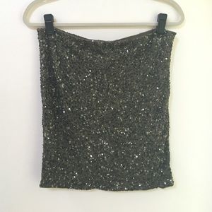 Haute Hippie-New With Tags-Olive Sequin Miniskirt
