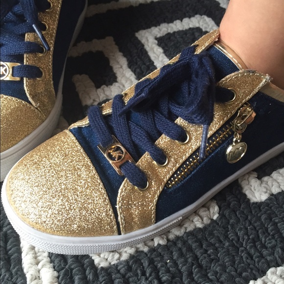 80 Michael Kors Shoes Mk Gold And Navy Blue Size 2 80 michael kors shoes mk gold and navy blue size 2
