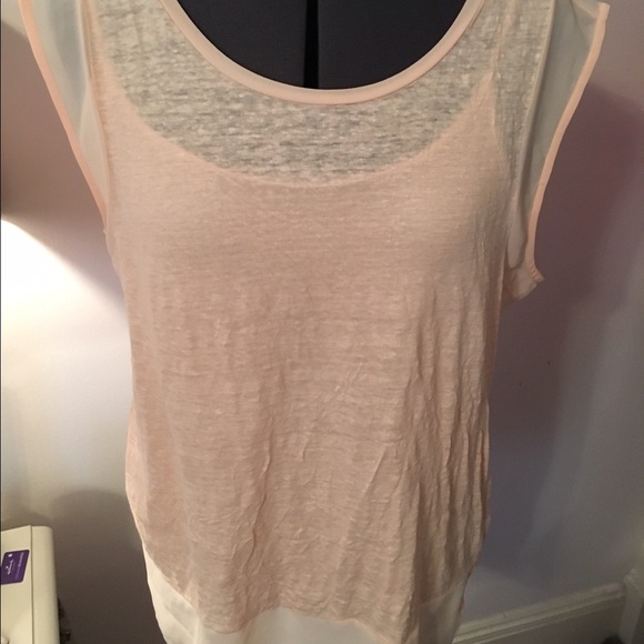 NWOT Ann Taylor Peach Sheer Tee - Picture 1 of 4