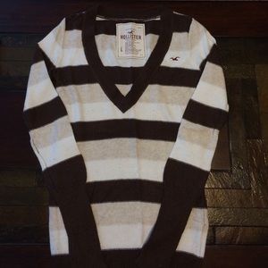 Hollister brown and cream striped sweater