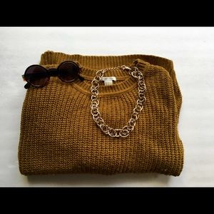Forever 21 Mustard Brown Knit Sweater