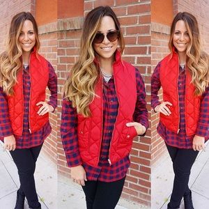 Red puffer vest