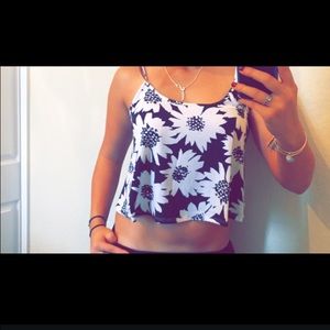 Black and White Flower Crop Top