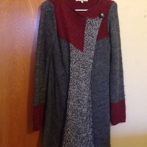 Women's wrap tweed tunic sweater.