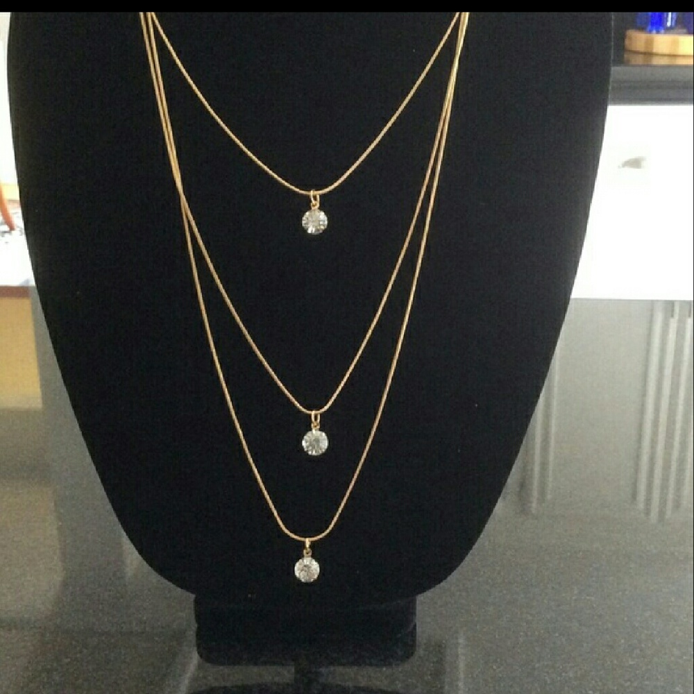 Triple Layer Rhinestone Necklace N Earrings