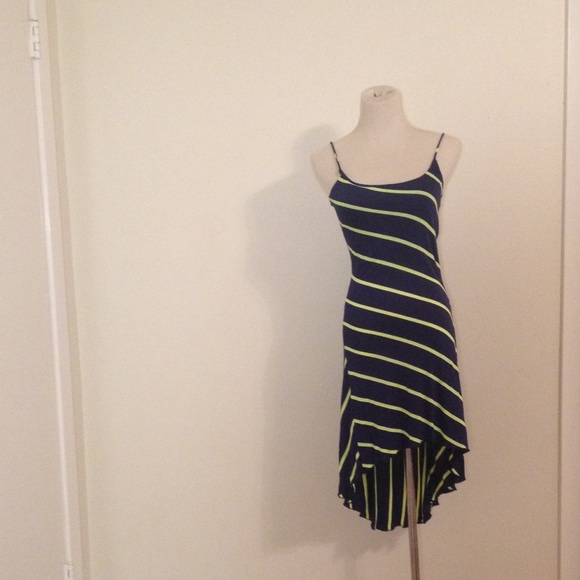 Blue and green high low dress