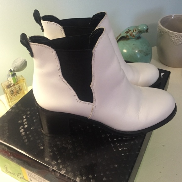 Sam Edelman Justin White Leather Booties