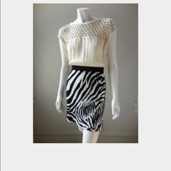 Free People Cream and Black Animal Print Dress SzS